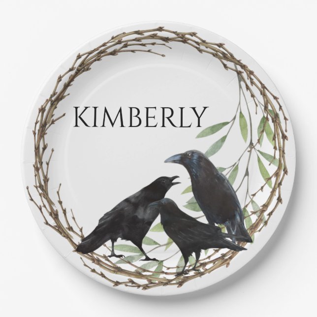 Crow Love Birds  Paper Plate (Front)