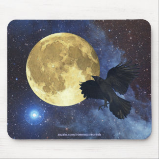 Crow, Moon & Outer Space Mousepad