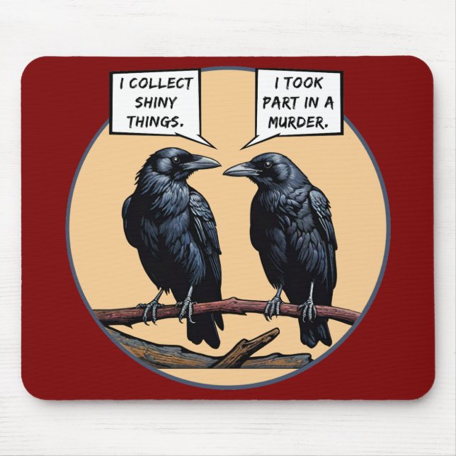 Crow Murder Funny Comic Mouse Mat (Front)