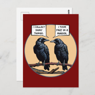 Crow Murder Funny Comic Postcard