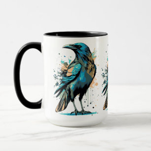Crow Mystic - Black Raven Illustration - Crow Mug