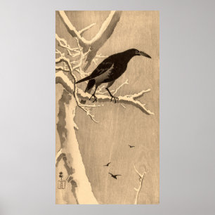 Crow on a Snowy Branch by Ohara Koson Poster