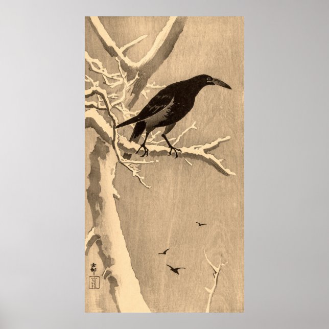 Crow on a Snowy Branch by Ohara Koson Poster (Front)