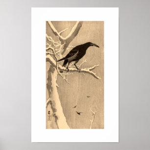 Crow on a Snowy Branch by Ohara Koson Poster