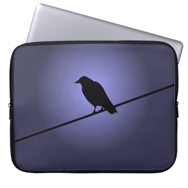 Crow on a Telephone Wire Laptop Sleeve (Front)