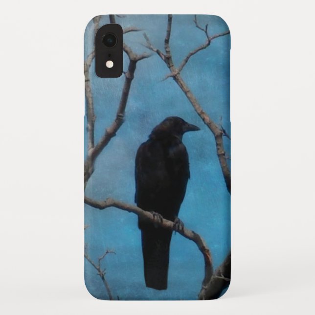 Crow On Pretty Aqua Case-Mate iPhone Case (Back)