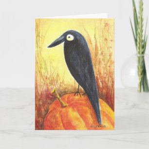 Crow on Pumpkin Card