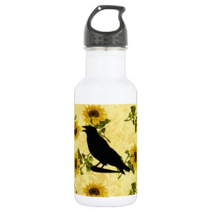 Crow on Sunflowers 532 Ml Water Bottle
