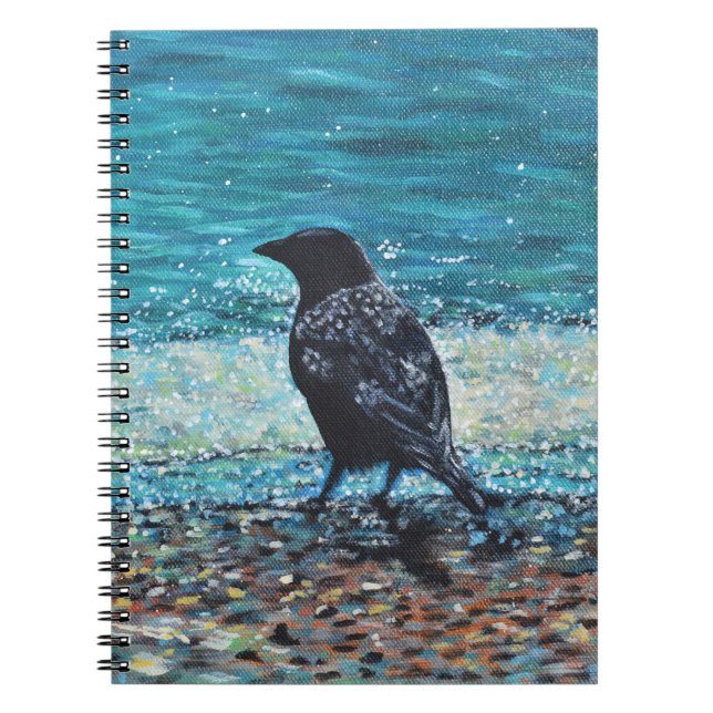 Crow on the Beach Painting Notebook (Front)