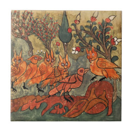 Crow Owls Indian Renaissance Tile