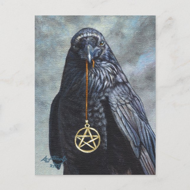 Crow Pentacle Postcard (Front)