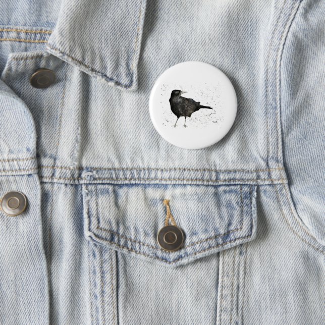 Crow raven bird button  (In Situ)