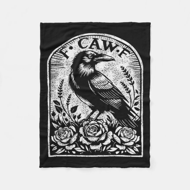 Crow Raven F Caw F  Fleece Blanket (Front)