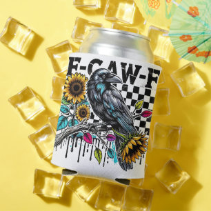Crow Raven F-CAW-F Funny Halloween Can Cooler