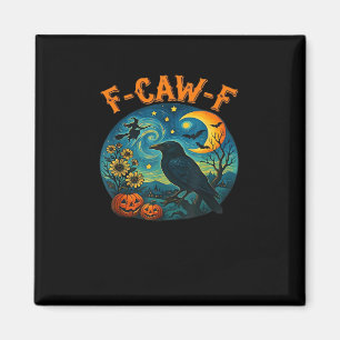 Crow Raven F-Caw-F Funny Halloween Gothic Checkere Magnet