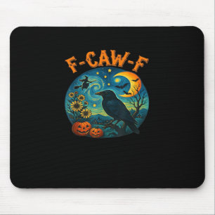 Crow Raven F-Caw-F Funny Halloween Gothic Checkere Mouse Mat