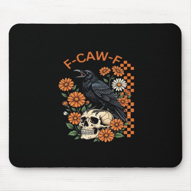 Crow Raven F-Caw-F Funny Halloween Gothic Creative Mouse Mat (Front)