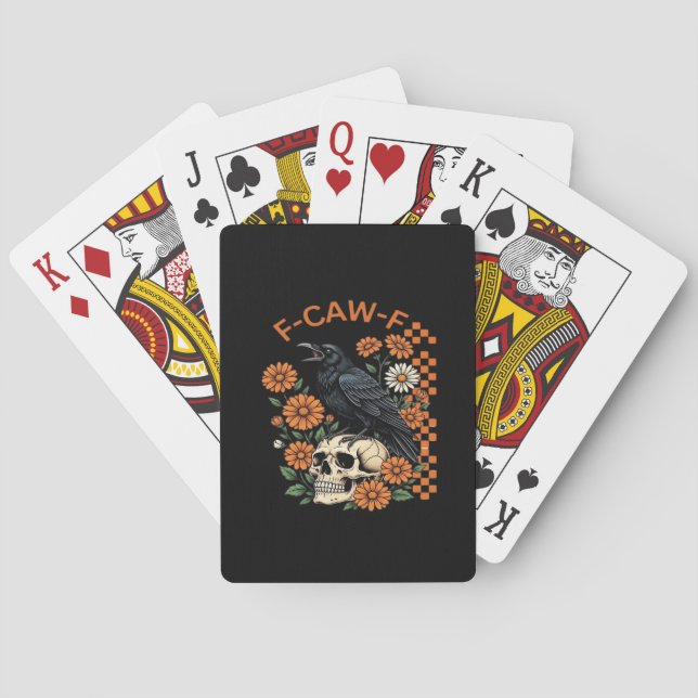 Crow Raven F-Caw-F Funny Halloween Gothic Creative Playing Cards (Back)