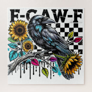 Crow Raven F-CAW-F Funny Halloween Jigsaw Puzzle