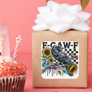 Crow Raven F-CAW-F Funny Halloween Square Sticker