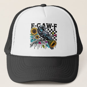 Crow Raven F-CAW-F Funny Halloween Trucker Hat