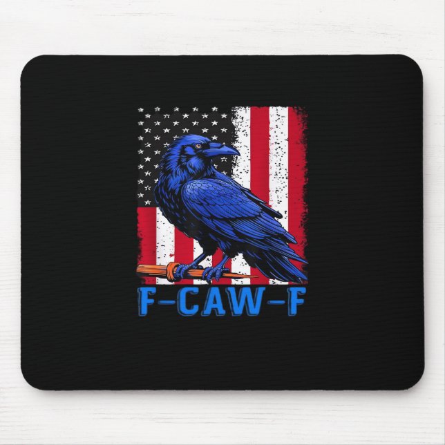 Crow Raven Funny F-Caw-F Minimal Clean Mouse Mat (Front)