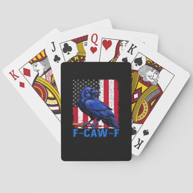 Crow Raven Funny F-Caw-F Minimal Clean Playing Cards (Back)