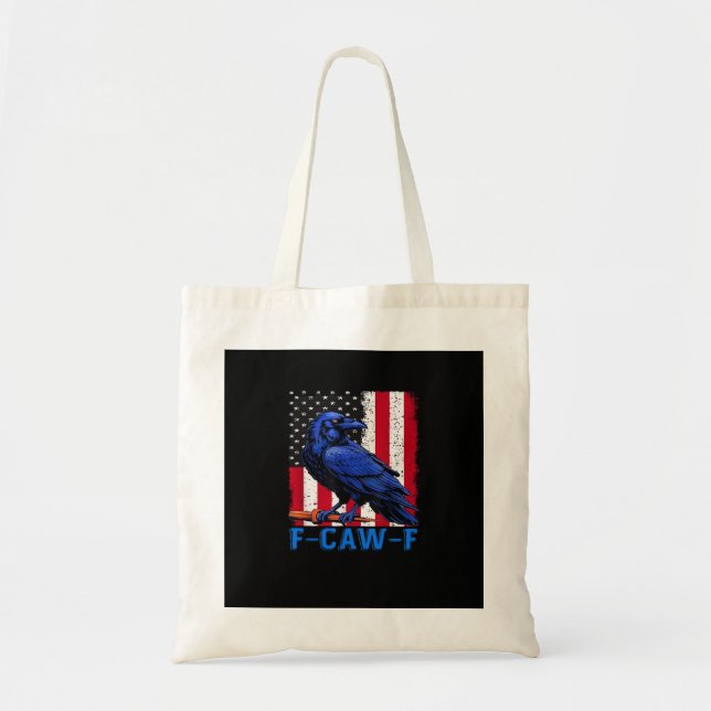 Crow Raven Funny F-Caw-F Minimal Clean Tote Bag (Front)