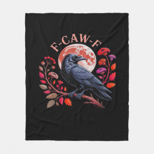 Crow Raven Funny F-Caw-F Oversized Vintage Graphic Fleece Blanket