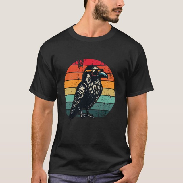 Crow Raven in Sunglasses Men Women Kids Funny Rave T-Shirt (Front)