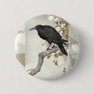 Crow Raven Koson Japanese Bird 6 Cm Round Badge