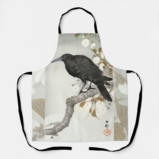 Crow Raven Koson Japanese Bird Apron (Front)
