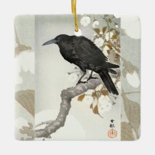 Crow Raven Koson Japanese Bird Ceramic Ornament