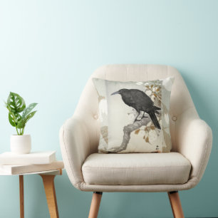 Crow Raven Koson Japanese Bird Crow Cushion