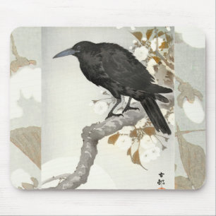 Crow Raven Koson Japanese Bird Crow Mouse Mat