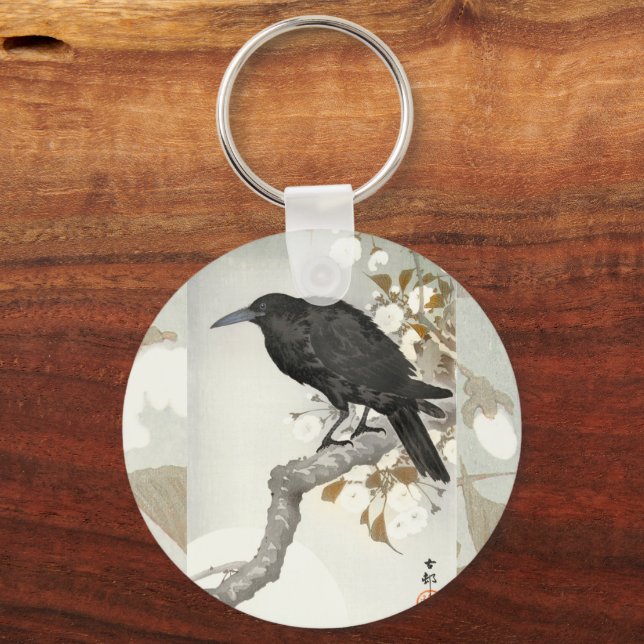 Crow Raven Koson Japanese Bird Key Ring (Back)