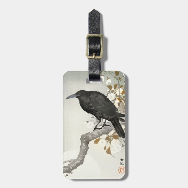 Crow Raven Koson Japanese Bird Luggage Tag (Front Vertical)