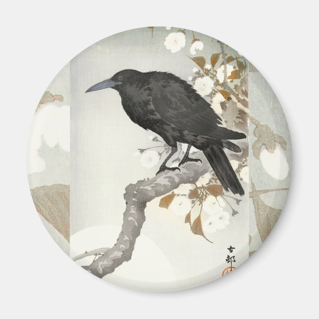 Crow Raven Koson Japanese Bird Magnet (Front)