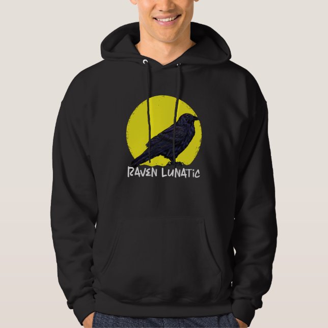 Crow Raven Moon Lunar Lunatic Crow Fan Crow Animal Hoodie (Front)
