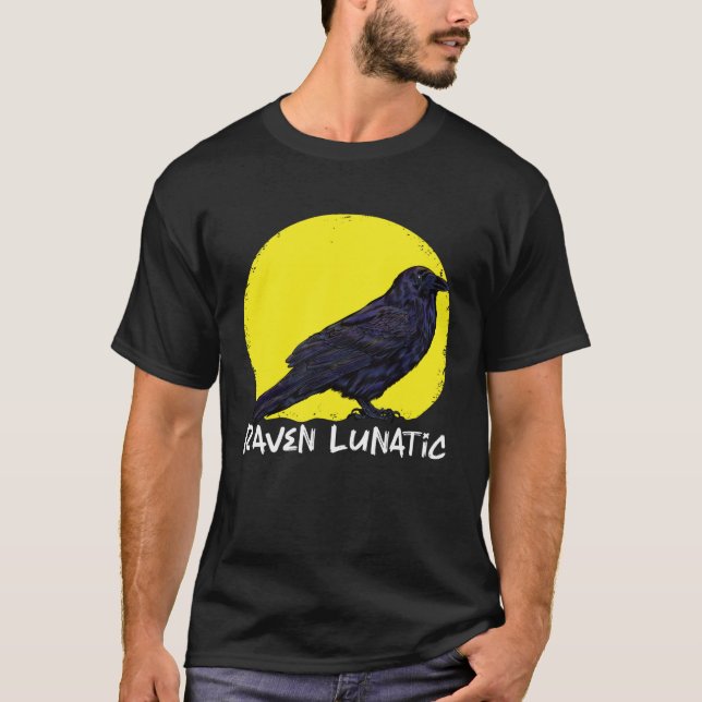 Crow Raven Moon Lunar Lunatic Crow Fan Crow Animal T-Shirt (Front)