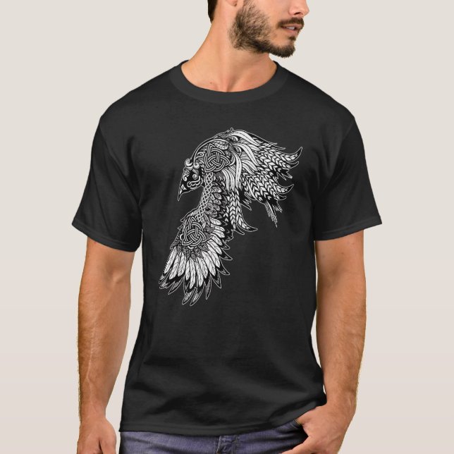 Crow Raven Norse Mythology Viking Nordic Symbol Cu T-Shirt (Front)