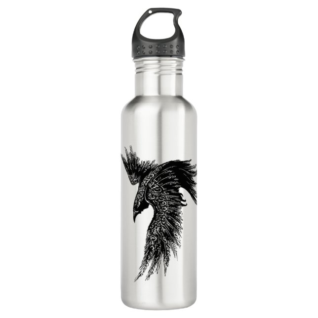 Crow Raven Norse Viking Symbol 710 Ml Water Bottle (Front)