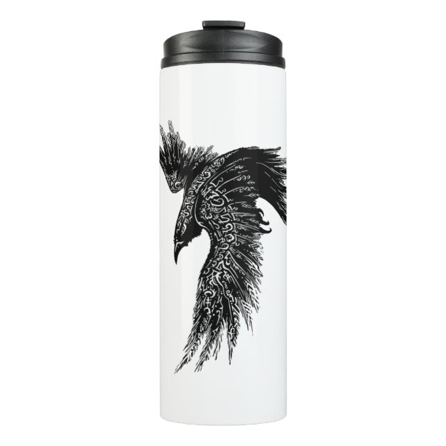 Crow Raven Norse Viking Symbol Thermal Tumbler (Front)