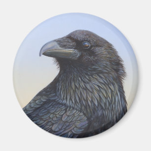 Crow Raven Sunset Painting Art Magnet