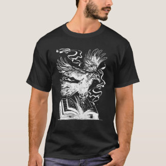 crow raven with books goth tattoo Mystery and magi T-Shirt