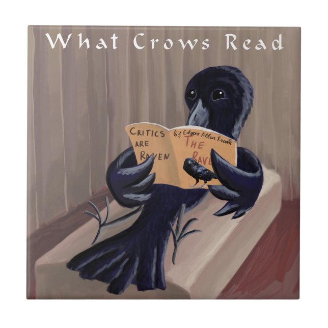 Crow Reading The Raven Funny Tile (Front)
