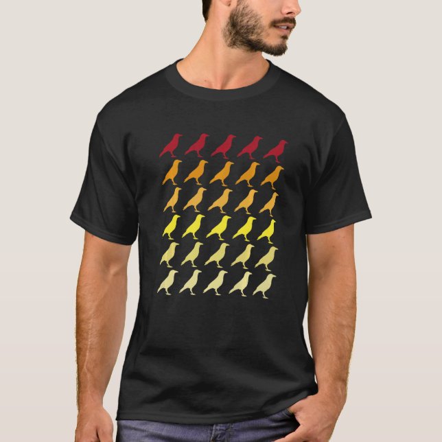 Crow Retro Animal Pattern   T-Shirt (Front)