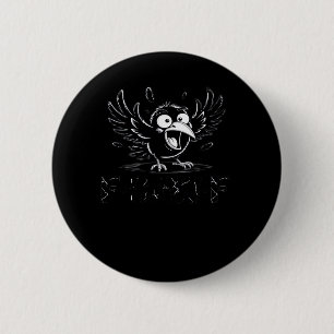 Crow, Retro F-Caw-F Bird Crow Funny Crow Bird Cawi 6 Cm Round Badge