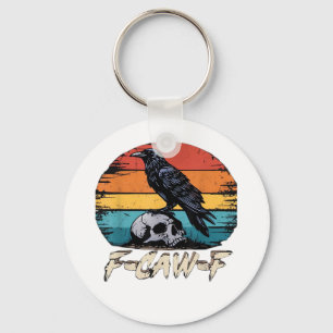 Crow, Retro F-Caw-F Bird Crow Funny Crow Bird Cawi Key Ring