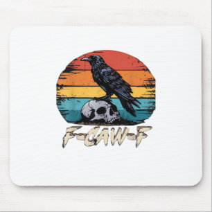 Crow, Retro F-Caw-F Bird Crow Funny Crow Bird Cawi Mouse Mat